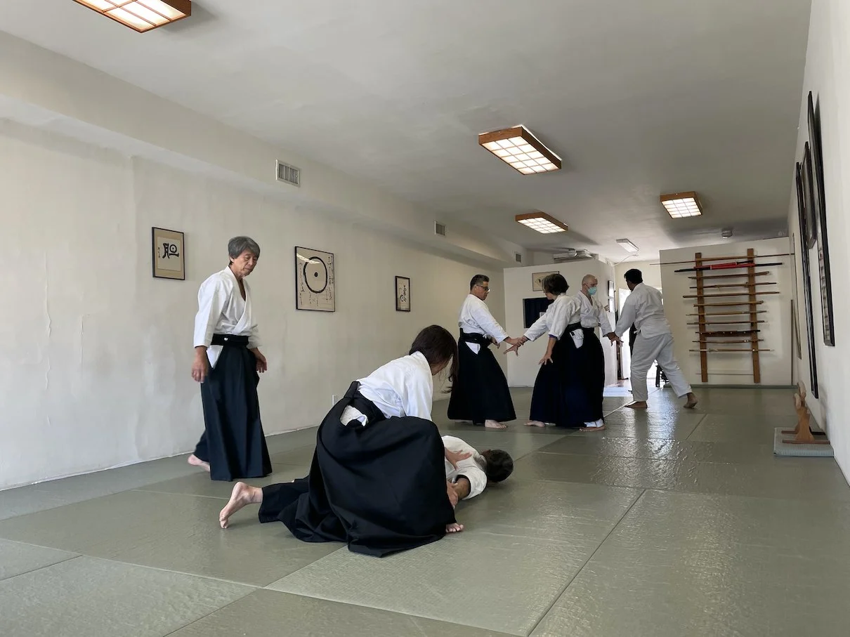 Aikido: mixed level adult class at Seishinjuku Dojo led by Hauro Matsuoka Sensei in Culver City, California USA. Seishinjuku Dojo formally known as Culver City Aikido. Martial Art School