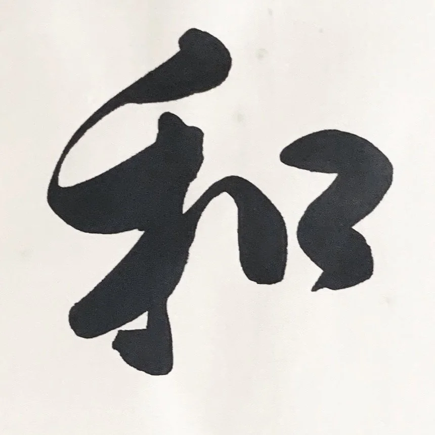Stylized black calligraphic character or symbol on a white background.